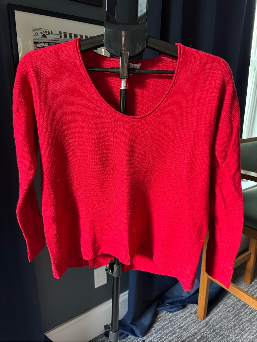 Madewell Vibrant Red Knit Crew Sweater Women’s Size Medium Alpaca Merino Blend
